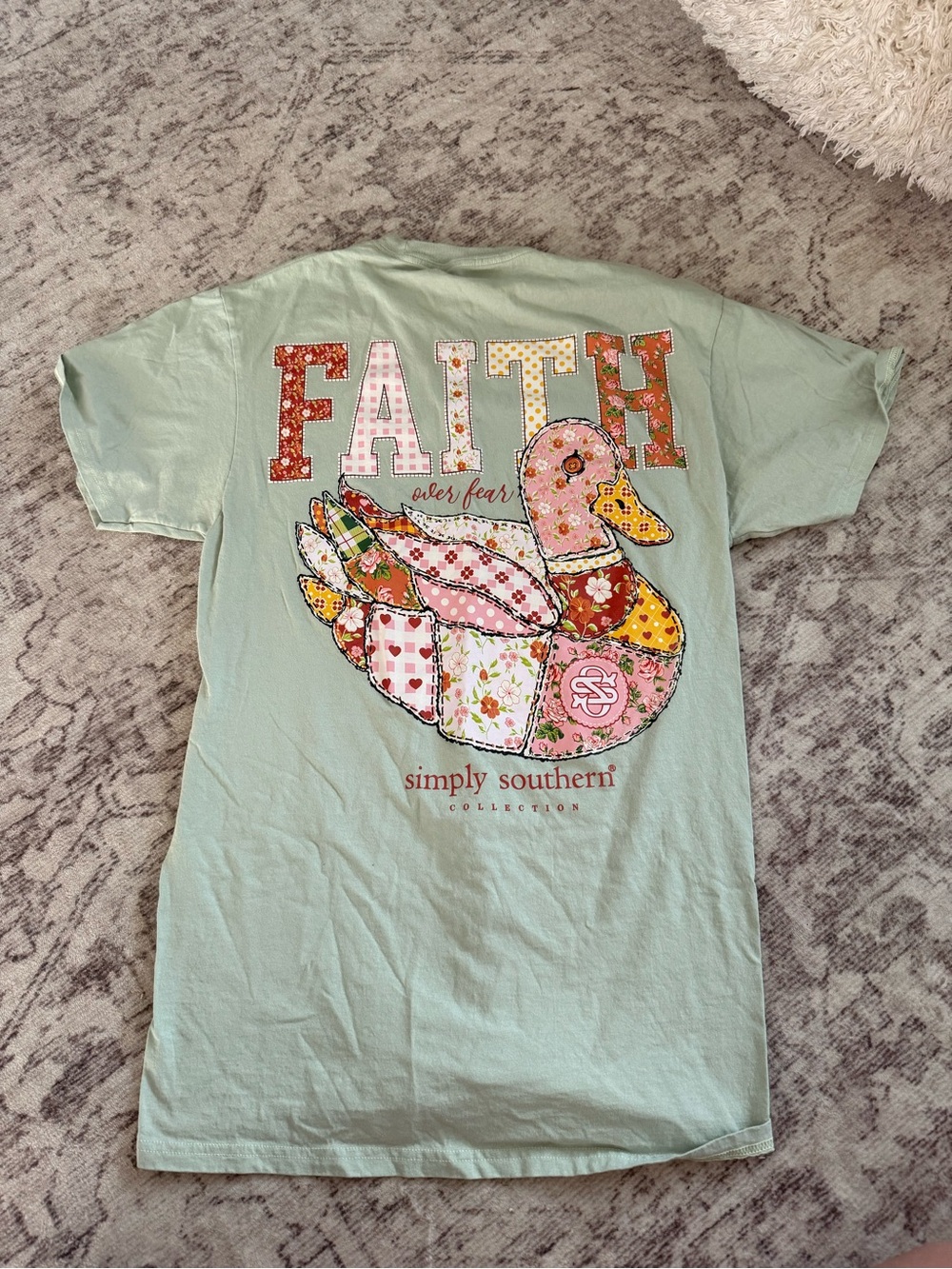 Simply Southern Mint Patchwork Duck "Faith" Graphic Tee